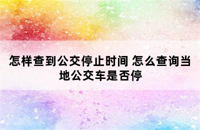 怎样查到公交停止时间 怎么查询当地公交车是否停